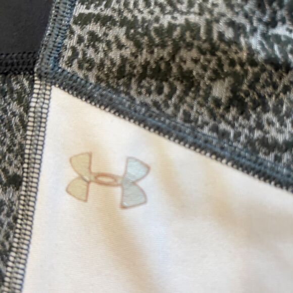 Under Armour Legging L Black Gray UA HeatGear Jacquard Ankle Crop Compression - Picture 10 of 10